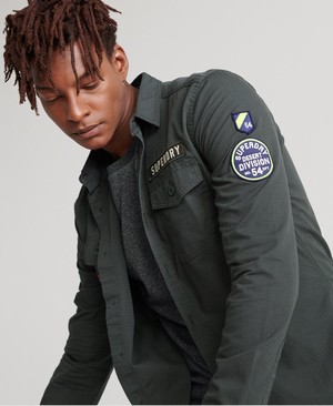 Superdry Military Storm Férfi Hosszú Ujjú Ing Szürke | WLBAE6573